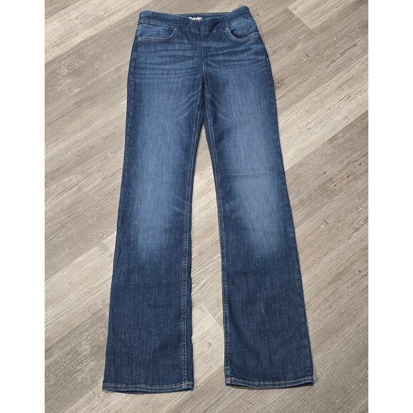 Wrangler Denim Blue Jeans Straight Leg Elastic Waist M Tall - Picture 7 of 7